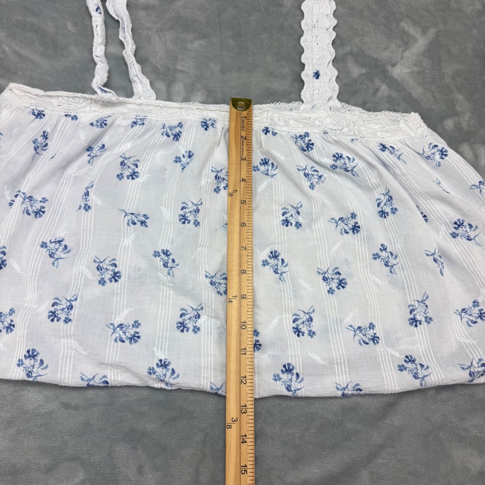 Joie White Blue Floral Print Lace Trim Cami Tank Top Womens M - Picture 7 of 7
